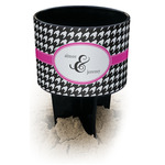 Houndstooth w/Pink Accent Black Beach Spiker Drink Holder (Personalized)