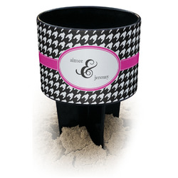 Houndstooth w/Pink Accent Black Beach Spiker Drink Holder (Personalized)