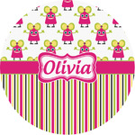 Pink Monsters & Stripes Multipurpose Round Labels - 1" (Personalized)