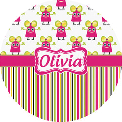 Pink Monsters & Stripes Multipurpose Round Labels - 1" (Personalized)