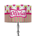 Pink Monsters & Stripes 12" Drum Lamp Shade - Fabric (Personalized)