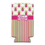 Pink Monsters & Stripes Can Cooler (tall 12 oz) (Personalized)