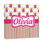 Pink Monsters & Stripes Canvas Print - 12x12 (Personalized)