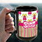 Pink Monsters & Stripes 15oz. Black Mug - LIFESTYLE