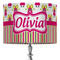 Pink Monsters & Stripes 16" Drum Lampshade - ON STAND (Fabric)