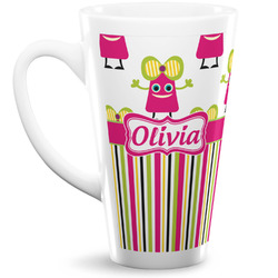 Pink Monsters & Stripes Latte Mug (Personalized)