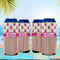 Pink Monsters & Stripes 16oz Can Sleeve - Set of 4 - LIFESTYLE