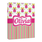 Pink Monsters & Stripes Canvas Print - 16x20 (Personalized)