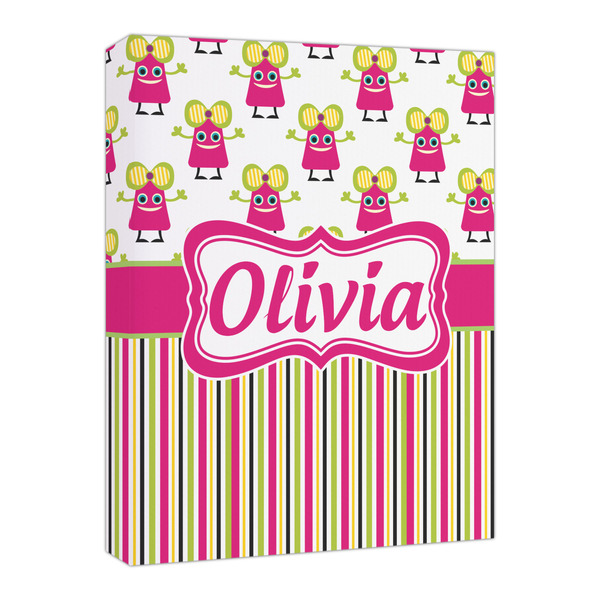 Custom Pink Monsters & Stripes Canvas Print - 16x20 (Personalized)