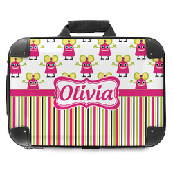 Pink Monsters & Stripes Hard Shell Briefcase - 18" (Personalized)