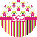 Pink Monsters & Stripes Multipurpose Round Labels - 2" (Personalized)