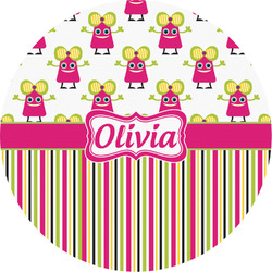 Pink Monsters & Stripes Multipurpose Round Labels - 2" (Personalized)