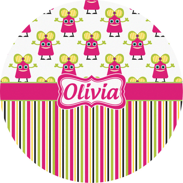 Custom Pink Monsters & Stripes Multipurpose Round Labels - 2" (Personalized)