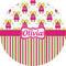 Pink Monsters & Stripes 2" Multipurpose Round Labels - Single Sticker