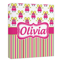 Pink Monsters & Stripes Canvas Print - 20x24 (Personalized)