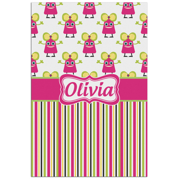 Custom Pink Monsters & Stripes Poster - Matte - 24x36 (Personalized)