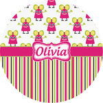 Pink Monsters & Stripes Multipurpose Round Labels - Custom Sized (Personalized)