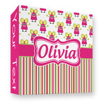 Pink Monsters & Stripes 3 Ring Binder - Full Wrap - 3" (Personalized)