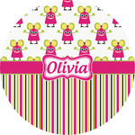 Pink Monsters & Stripes Multipurpose Round Labels - 5" (Personalized)