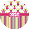 Pink Monsters & Stripes 5" Multipurpose Round Label - Single Sticker