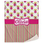 Pink Monsters & Stripes Sherpa Throw Blanket (Personalized)