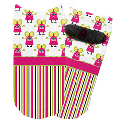 Pink Monsters & Stripes Adult Ankle Socks