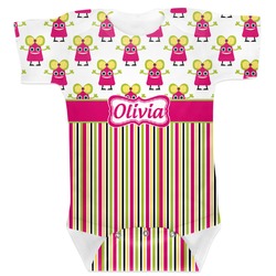 Pink Monsters & Stripes Baby Bodysuit 12-18 (Personalized)