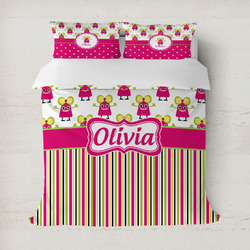 Pink Monsters & Stripes Duvet Cover (Personalized)
