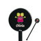 Pink Monsters & Stripes Black Plastic 5.5" Stir Stick - Round - Closeup