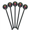 Pink Monsters & Stripes Black Plastic 5.5" Stir Stick - Round - Fan View