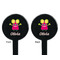 Pink Monsters & Stripes Black Plastic 7" Stir Stick - Double Sided - Round - Front & Back