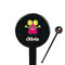 Pink Monsters & Stripes Black Plastic 7" Stir Stick - Round - Closeup