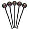 Pink Monsters & Stripes Black Plastic 7" Stir Stick - Round - Fan View