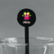 Pink Monsters & Stripes Black Plastic 7" Stir Stick - Round - Main