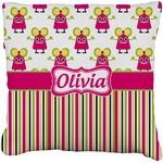 Pink Monsters & Stripes Faux-Linen Throw Pillow 20" (Personalized)