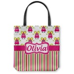 Pink Monsters & Stripes Canvas Tote Bag (Personalized)