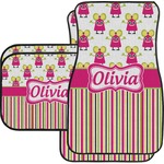 Pink Monsters & Stripes Car Floor Mats Set - 2 Front & 2 Back (Personalized)