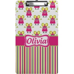 Pink Monsters & Stripes Clipboard (Legal Size) (Personalized)