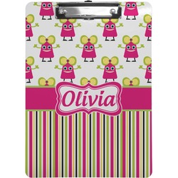 Pink Monsters & Stripes Clipboard (Letter Size) (Personalized)