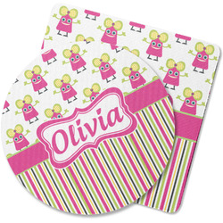 Pink Monsters & Stripes Rubber Backed Coaster (Personalized)