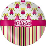 Pink Monsters & Stripes Melamine Plate (Personalized)