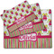 Pink Monsters & Stripes Dog Food Mat - MAIN (sm, med, lrg)