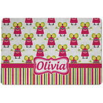 Pink Monsters & Stripes Dog Food Mat w/ Name or Text