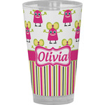 Pink Monsters & Stripes Pint Glass - Full Color (Personalized)