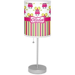 Pink Monsters & Stripes 7" Drum Lamp with Shade (Personalized)