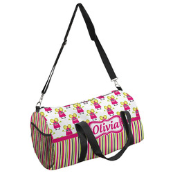 Pink Monsters & Stripes Duffel Bag - Large (Personalized)