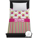 Pink Monsters & Stripes Duvet Cover - Twin (Personalized)