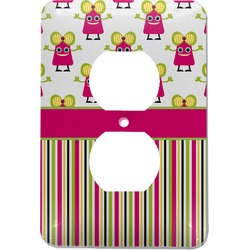 Pink Monsters & Stripes Electric Outlet Plate