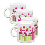 Pink Monsters & Stripes Single Shot Espresso Cups - Set of 4 (Personalized)