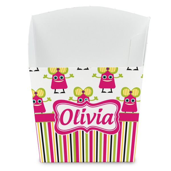 Custom Pink Monsters & Stripes French Fry Favor Boxes (Personalized)